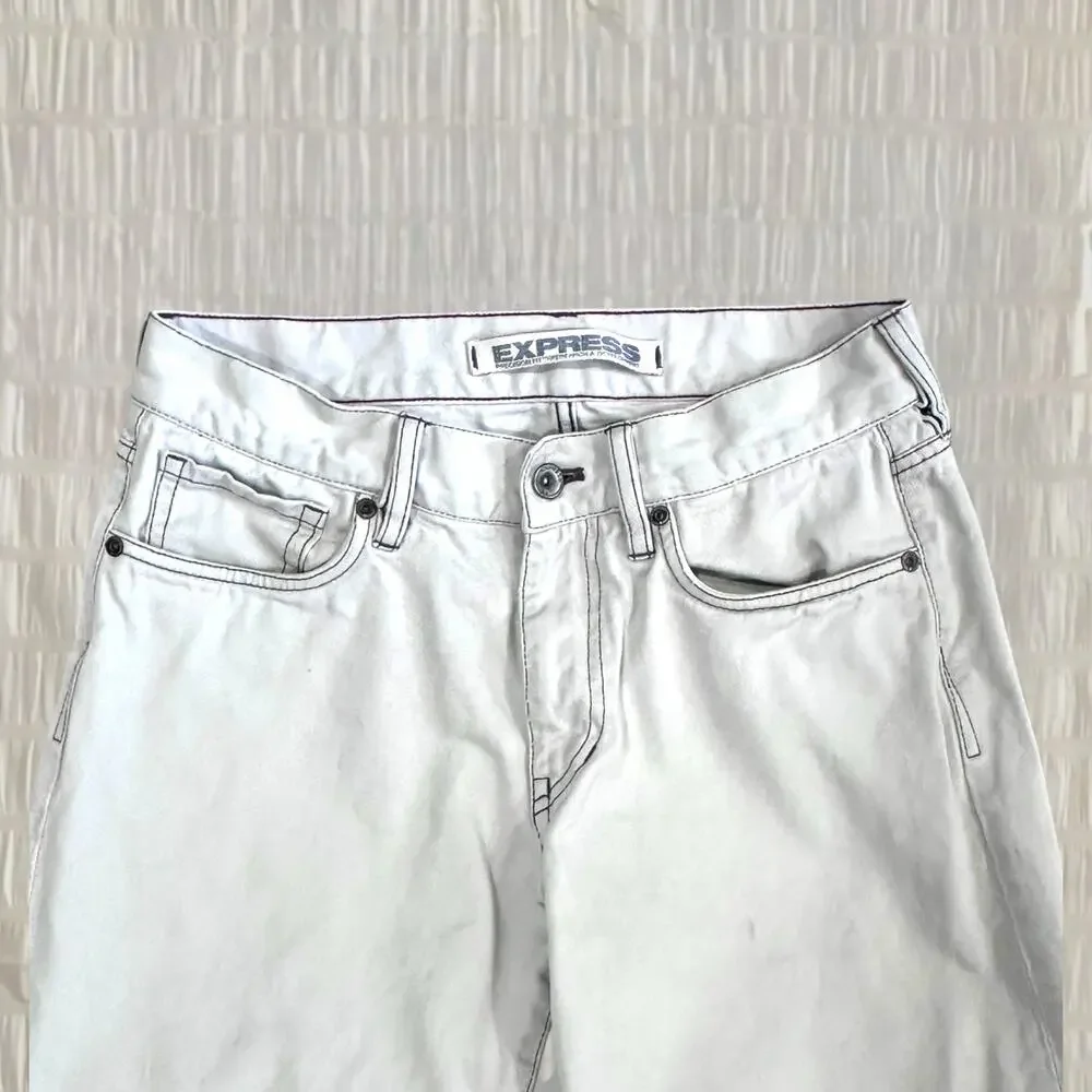 Vintage Express Precision Fit Men’s White Straight Leg Jeans - Size 30W x 30L